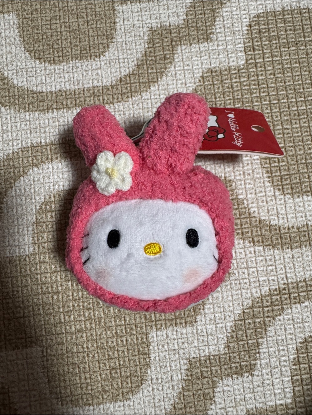 Sanrio My Melody Pink Plush Bag Charm with White Face